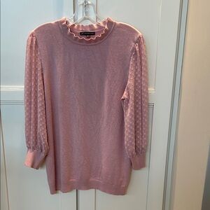 Adrianna Papell Pink Sweater with Textured Sleeves